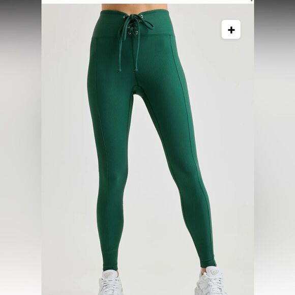 Year of Ours ribbed football leggings lace front s small green - Picture 1 of 4